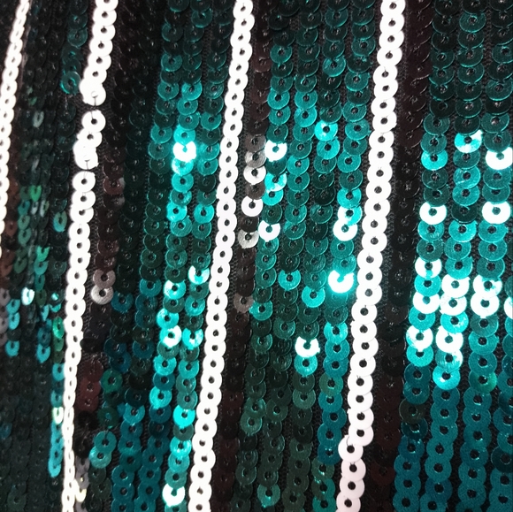 NWT New Look Striped Sequin Mini Dress Long Sleeve Open Back - Picture 3 of 9